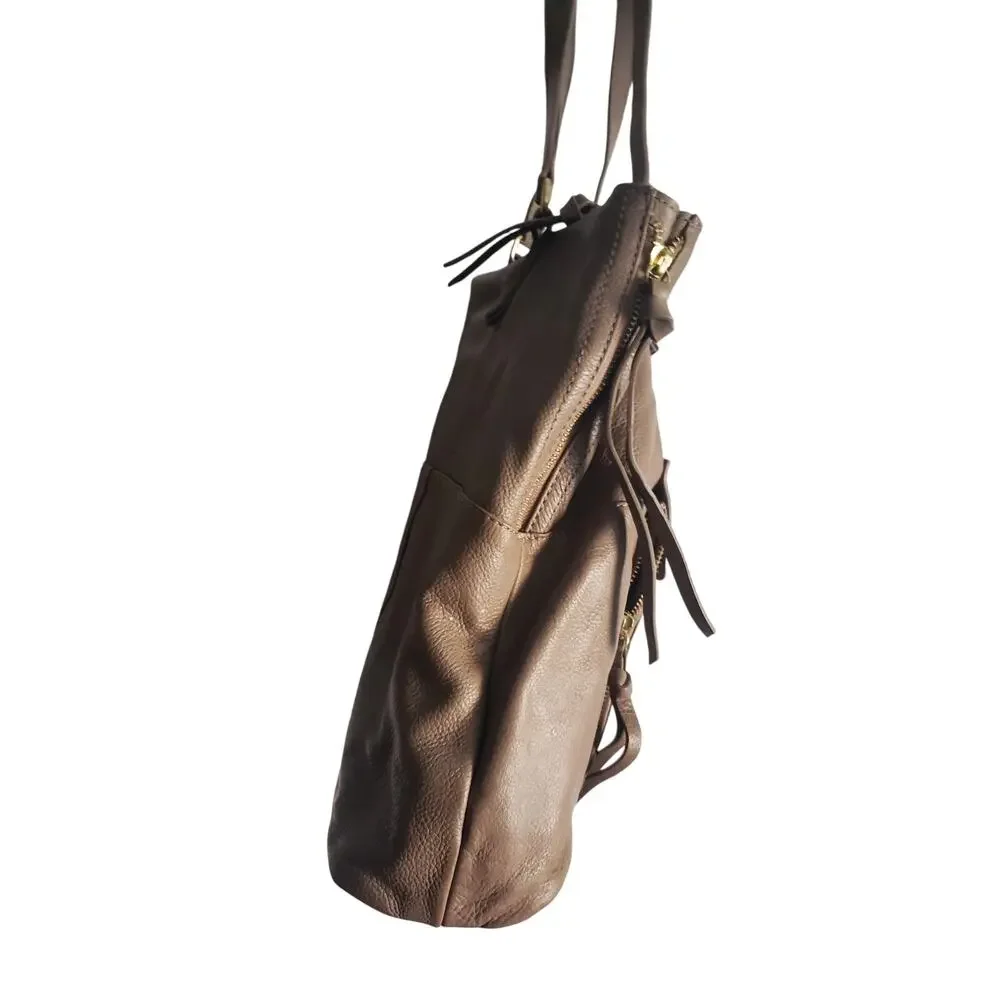 Kooba Everette Leather Tote Handbag Taupe